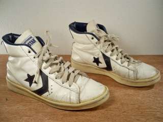 Vintage CONVERSE High Top Dr. J Basketball White Leather Shoes 