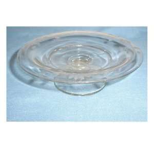  Etched Crystal Glass Shallow Footed Bowl 