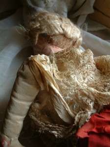 Rare Authentic Antique French Shabby Chic Cloth Boudoir Doll for 