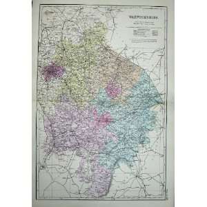   1881 Map Warwickshire England Warwick Coventry Rugby