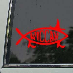  Wiccan Fish Witch Wicca Red Decal Truck Window Red Sticker 