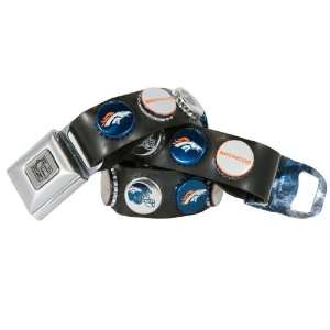 Denver Broncos Bottle Cap Belt   2 Wide   4 Lengths Available  