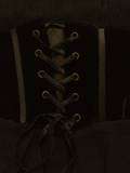Bebe Black Silk Peasant Top Corset Belt Short Sleeve XS  
