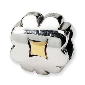  Plated 14k Gold 925 Sterling Silver Clover Charm Bead 