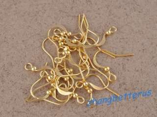 wholesale lots 200 Pcs Gold plated earring Hooks Jewelry findings 15mm 
