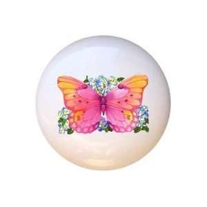  Pink Butterfly Drawer Pull Knob