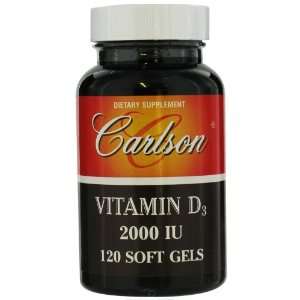  Vitamin D3 2000 IU 120 Softgels   Carlson Labs Health 