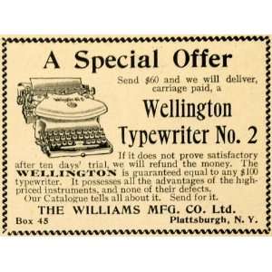  1898 Ad Wellington Typewriter 2 Williams Manufacturing 