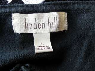 Linden Hill Ladies L Soft Cotton Black Sequined Cardigan Sweater 