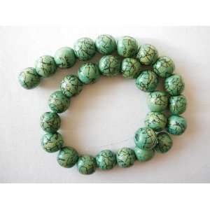  15mm green wood round beads 15.5 wooden
