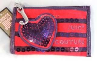 Juicy Couture Purple Pink Velour Leather Heart Coin Purse Bag Key 