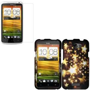  iFase Brand HTC One X Combo Gold Stars Protective Case 
