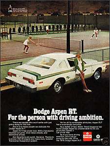 1976 DODGE ASPEN RT White Car Photo Ad~  
