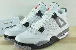 2012Nike Air Jordan 4 IV Retro White/Black Cement Tech Grey US8 13 AJ 