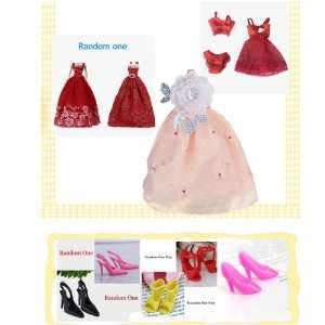 com Princess Clothes 2 Gown Dress 1 Sleepwear Set 3 Shoes for Barbie 