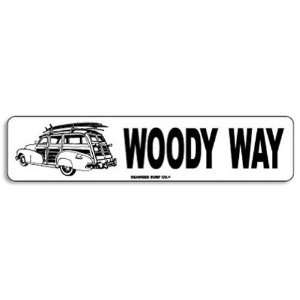  Seaweed Surf Co Woody Way Aluminum Sign 18x4 in White 
