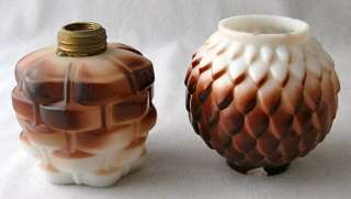 Dec. milk glass miniature oil lamp base and shade  