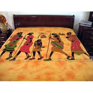  TRIBAL STYLE HANDMADE COTTON TWIN BED SHEET TAPESTRY