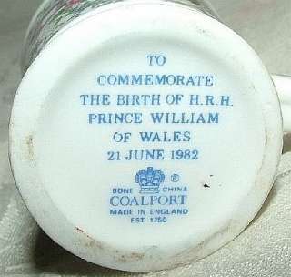 1982 Coalport Charles Diana MUG Birth of Prince William  