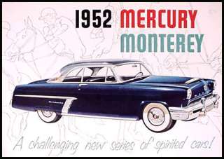1952 Mercury Monterey Original Color Brochure NOS  