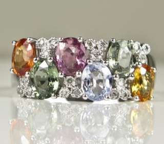 Vintage Estate 14k White Gold 2.75ctw Genuine Sapphire & Diamond Ring 