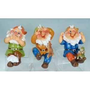    Set of 3 See Hear Speak No Evil Sitting Gnomes