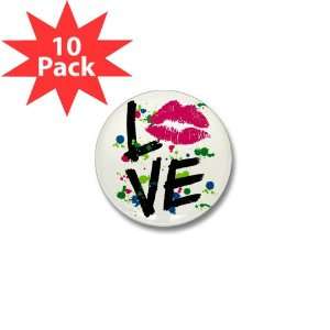  Mini Button (10 Pack) LOVE Lips   Peace Symbol Everything 