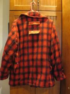   50s Mens size 42 Red & Black Plaid Woolrich Hunting Coat Jacket ~ EUC
