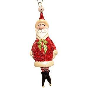 Santa Claus With Dangling Black Shoes Christmas Ornament #W7565 