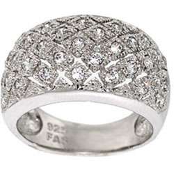   Stonez Sterling Silver Pave set Cubic Zirconia Ring  