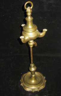 Antique Brass Adjustable 3 Wick Oil Lamp ca.1900s  