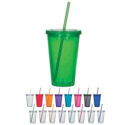 Double Wall Acrylic Tumblers with Straw (Case of 24)  