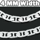   Inch 925 Sterling Silver Flat 4 mm Mariner Chain Anchor Link Necklace