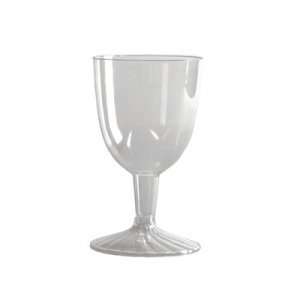   Plastic Wine Glasses, 6 oz., Clear, Two Piece Construction, 25/Pack