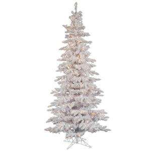  10 Flocked White Slim Christmas Tree w/ 1805T & Snow 650 