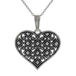 Sterling Silver Vintage style Heart Necklace  