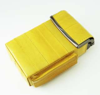 YELLOW EEL SKIN LEATHER BOX POP UP CIGARETTE CASE  
