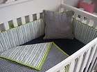 Green stripe Hounds tooth Baby bedding