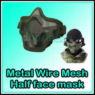 Airsoft Metal Mesh Mask Half Face WOODLAND CAMO  