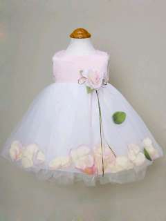 Pink Baby Infant Flower Girl Pageant Formal Petal Dress 6M 12M 18M 24M 