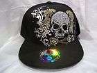 FLAT BILLED SKULL AND BONES BALL CAP HAT FITTED SIZE XL IN BLACK NEW 