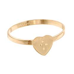 14k Yellow Gold Heart with Cross Baby Ring  