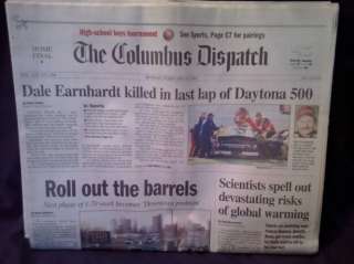DALE EARNHARDT SR. 2001 Death Newspaper Memorial Ohio  
