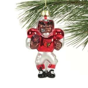Louisville Cardinals Angry Football Player Glass Ornament    