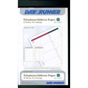  Day Runner. Telephone Address Pages. 30 sheets. 5 1/2 x 8 