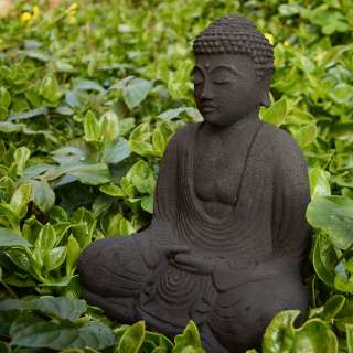 Black Stone Garden Buddha Sculpture (Indonesia)  
