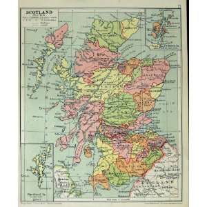  1935 Map Scotland Orkney Shetland Ireland Physical