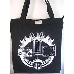 Black Canvas Sounds Of The City Tote Bag  