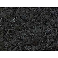 Handmade Alexa Premium Leather Black Shag Rug (36 x 56)   
