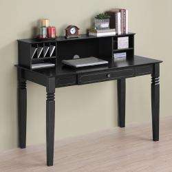 Solid Wood Black Desk and Hutch  